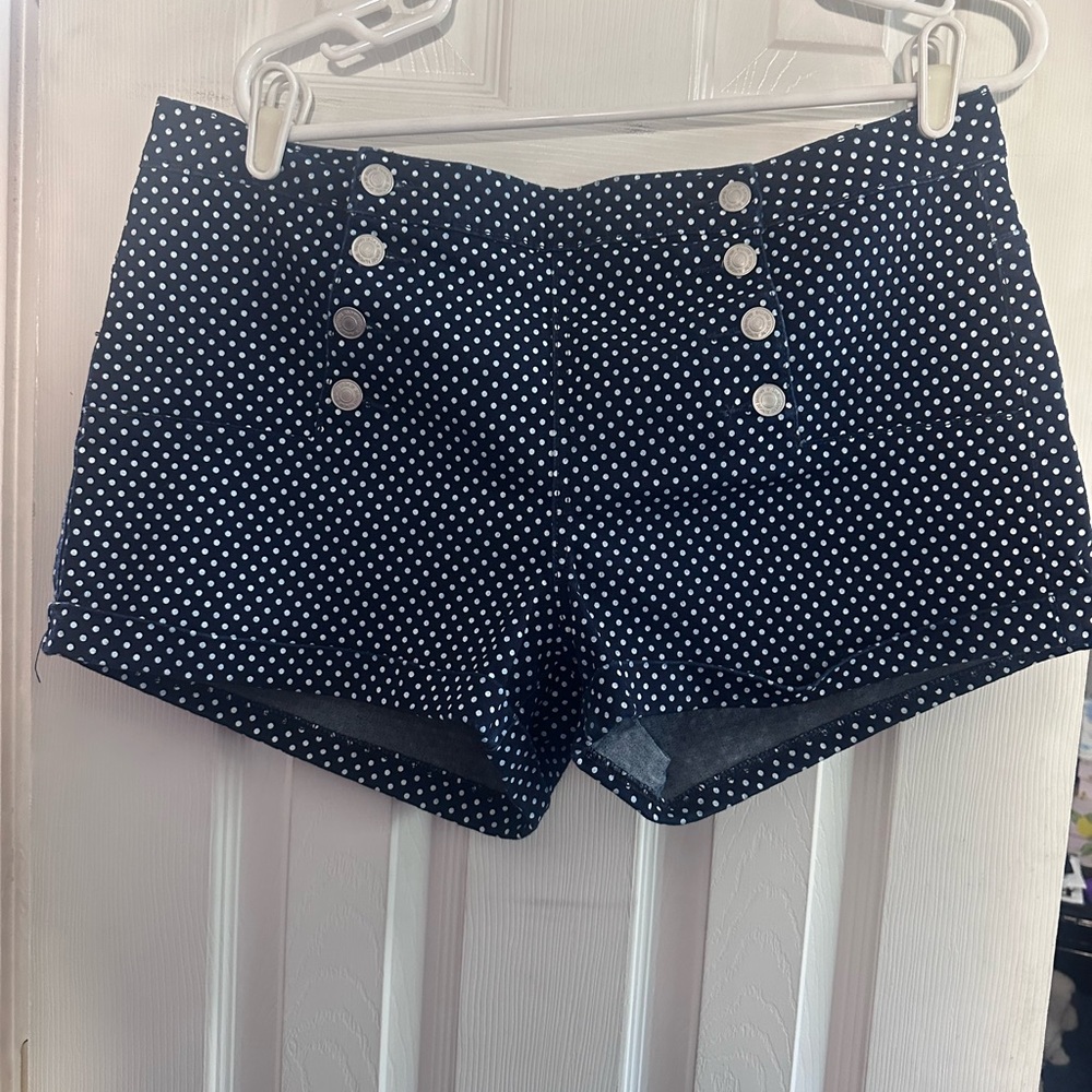 Almost Famous Navy Polka Dot High Waist Shorts